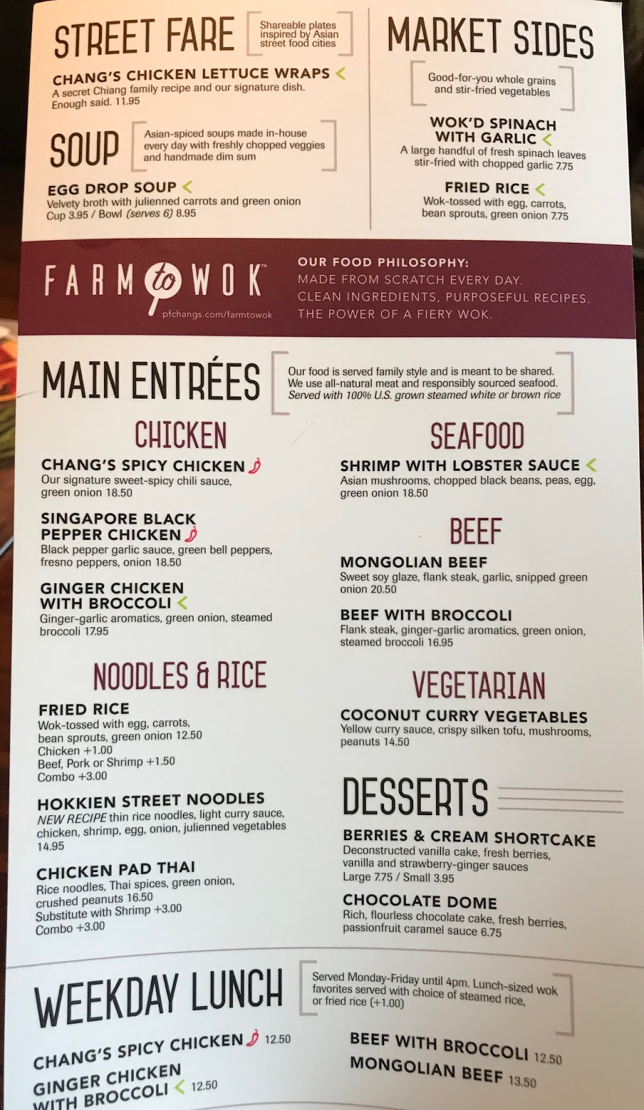 Pf online changs prices